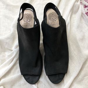 Vince Camuto Black Peep Tie Booties